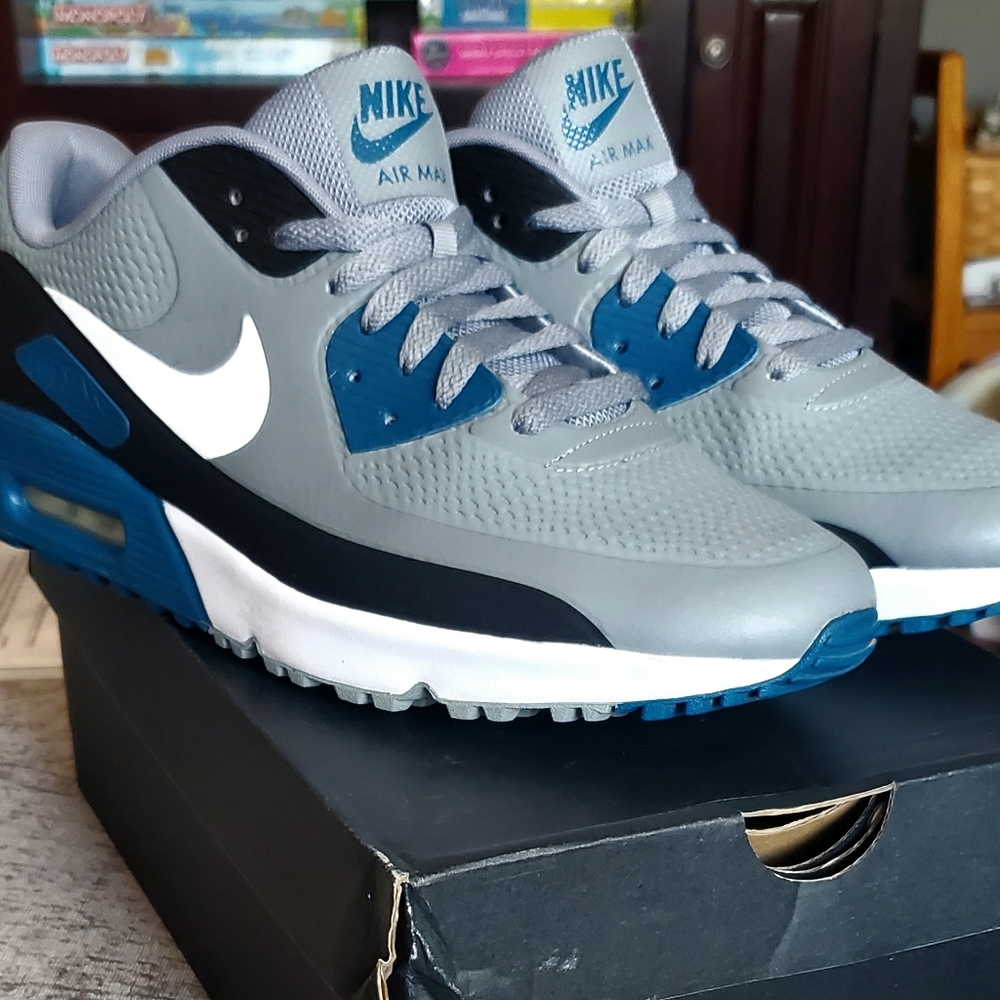 AIR MAX 90G GOLF SHOES "PARTICLE GRAY MARINA" SIZE 13M CU9978-104